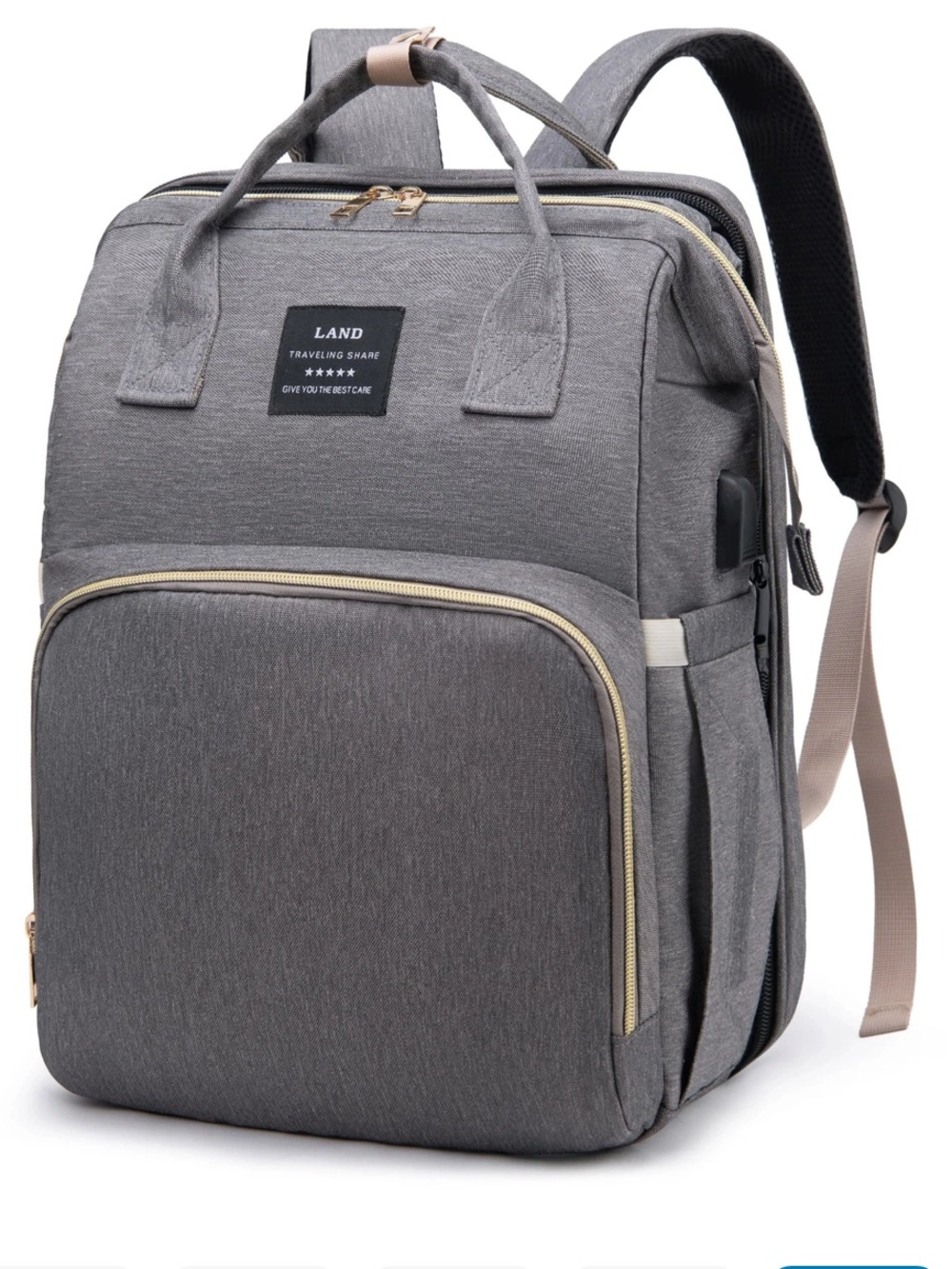 Land Mommy & Me Gray Lightweight Diaper Bag Backpack